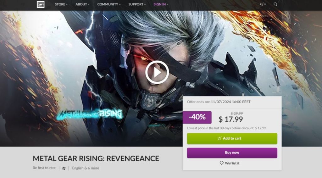 Metal Gear Rising: Revengeance PC Rilis via GOG, Indonesia Tetap Kena REGION LOCK!